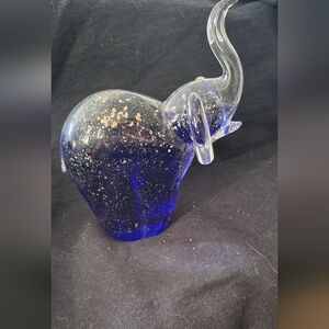 Elegant Blue Glass Elephant Figurine